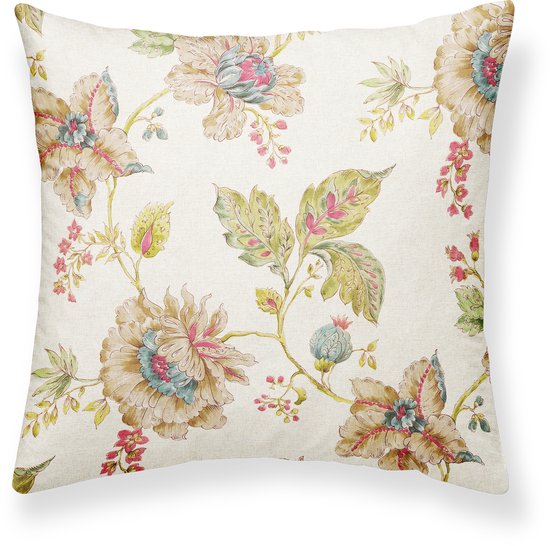 Coussin décoratif – multicolore – 50×50 cm – Coussin intérieur inclus – Look vintage, tons chauds – Linen & Grace