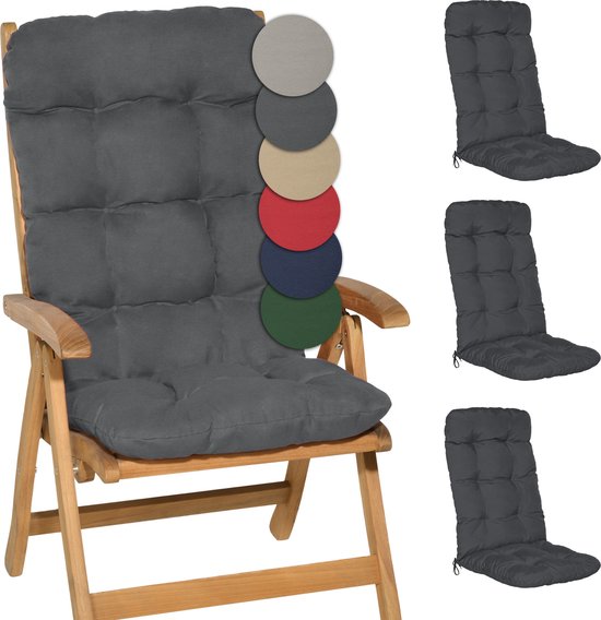 Beautissu Flair HL – Set de 4 Coussins de Jardin Dossier Haut 120x50x8 cm Nature Coussin d&rsquo;Assise Coussin Matelas pour Salon de Jardin