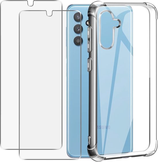 Coque Samsung Galaxy A13 5G – Coque en Siliconen Antichoc & Combi Glas Trempé 2X – Transparente