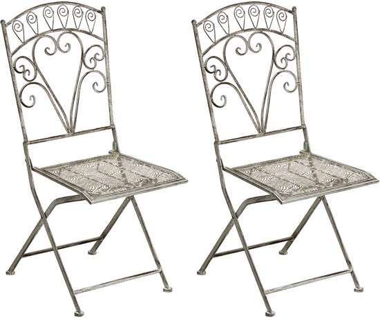 BELIANI NURRA – Set de 2 chaises de jardin – Grijs – Fer