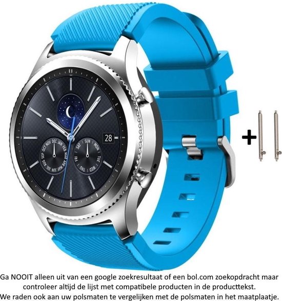 Bracelet de montre de sport en Siliconen Blauw pour Montres connectées 22 mm (voir modèles compatibles) de Samsung, LG, Asus, Pebble, Huawei, Cookoo, Vostok et Vector – Bracelet de montre intelligente en caoutchouc 22 mm – Gear S3 – LG Watch