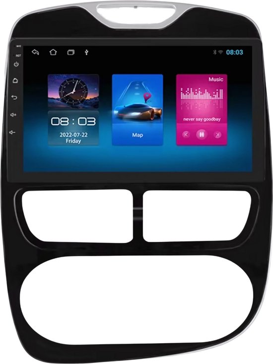 Autoradio avec Bluetooth et CarPlay pour Renault Clio (2012-2016) – Compatible Apple et Android – Système stéréo Navigation – 1 Go ou 16 Go de RAM