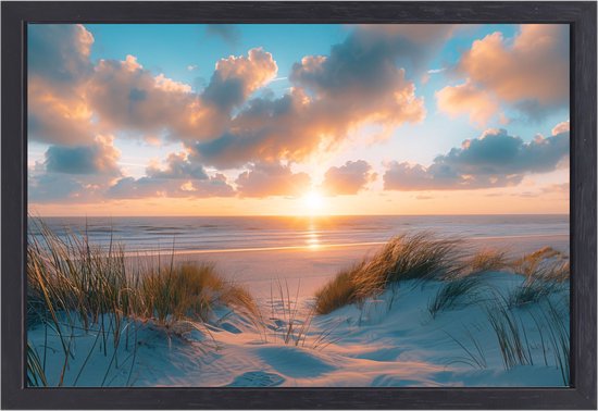 Décoration murale coucher de soleil – Tableau nature – Tableau toile Mer – Tableau Vintage – Peintures tableaux avec châssis flottant – Décoration murale chambre toile avec châssis flottant 90×60 cm