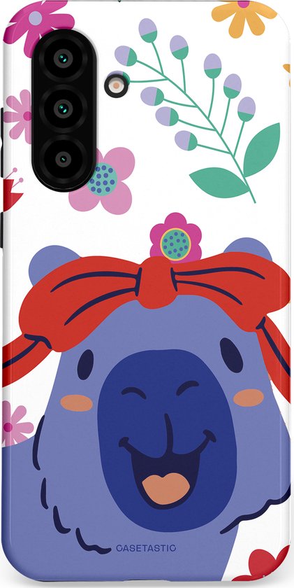 Étui Casetastic compatible avec Samsung A56 / A36 – Étui Duo couche de protection élégant – Capybara bleu à nœud