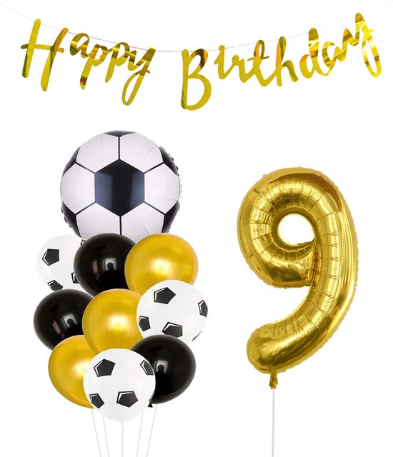 Ballon numéro 9 | Snoes Champions Voetbal Plus – Forfait Ballons | Or et Zwart