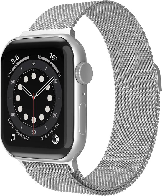 Bracelet adapté pour Apple Watch – 44 mm – 45 mm – 46 mm – 49 mm – Série 1/2/3/4/5/6/7/8/9/10/ Ultra – Acier inoxydable – Bracelet magnétique – Argent