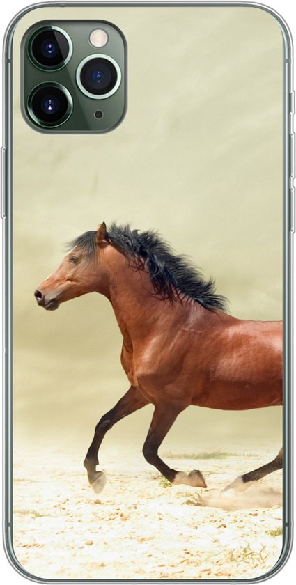 Coque iPhone 11 Pro Max – Cheval – Tissu – Sable – Siliconen