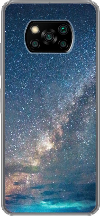 Coque Xiaomi Poco X3 NFC – Étoiles – Système Solaire – Turquoise – Coque de Téléphone en Siliconen