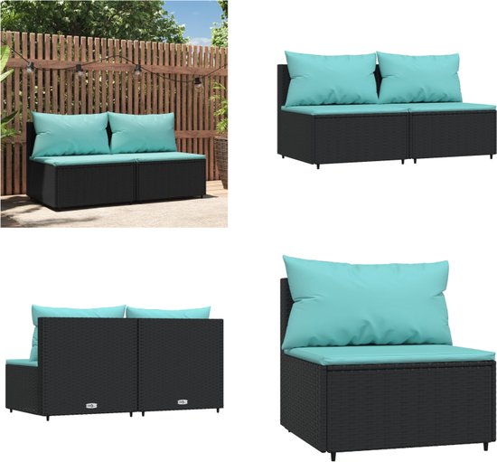 Bancs de jardin avec coussins vidaXL 2 pièces Noir – Banc d&rsquo;extérieur – Set de salon – Ensemble de jardin – Ensemble de patio – Meubles de Garden – Banc de jardin noir – Banc de jardin en acier inoxydable