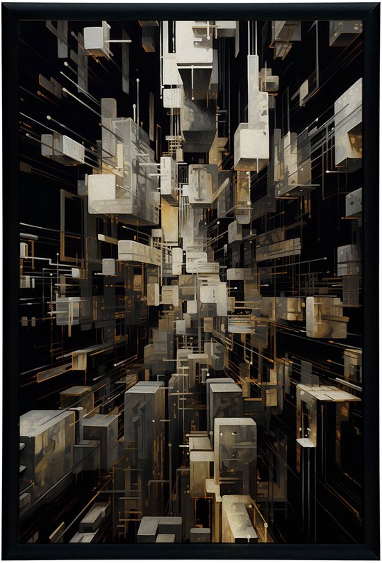 Cadre Poster Mural Labyrinthe Doré Glamour 30X40 Cm Zwart