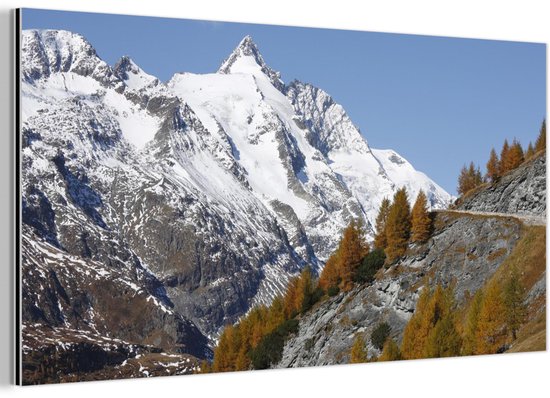 Décoration murale Métal – Peinture Aluminium Industriel – Grossglockner avec vue depuis la haute route alpine du Grossglockner – 40×20 cm – Dibond – Photo sur aluminium – Décoration murale industrielle – Pour le salon/chambre