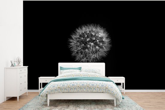 Behang – Fotobehang Paardenbloem – Zwart – Bloemen – Botanisch – Breedte 320 cm x hoogte 240 cm