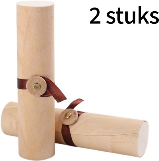 Boîte à thé en bois – Cylindrique – 2 pièces – 15×3,5 cm – Hermétique – Récipient à thé – Naturel