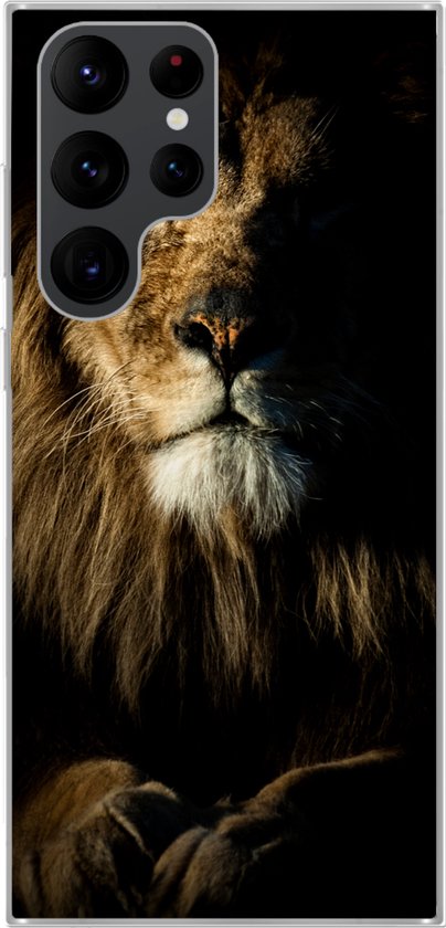 Coque Samsung Galaxy S22 Ultra – Lion – Légère – Zwart – Coque de téléphone en Siliconen
