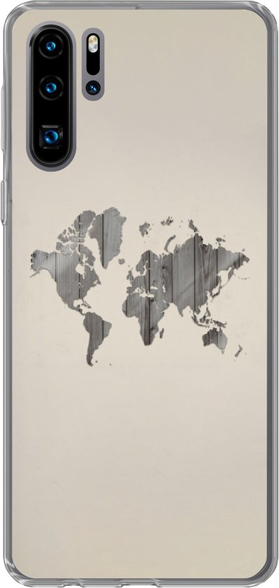 Coque Huawei P30 Pro – Wereldkaart – Bois – Planche – Coque de téléphone en Siliconen