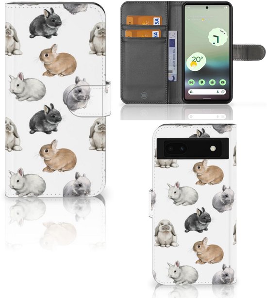 Étui de téléphone avec cartes adapté aux lapins Google Pixel 6A
