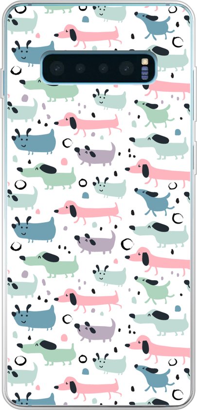Coque Samsung Galaxy S10 Plus – Motif – Chien – Dessin – Garçons – Filles – Enfants – Enfant – Coque de téléphone en Siliconen