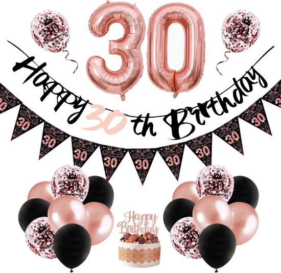 Ballon d&rsquo;anniversaire 30 | Snoes Chique de Frique – Forfait Fête | Rose et Zwart