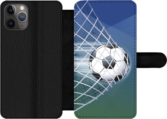 Étui pour téléphone Bookcase iPhone 11 Pro – un ballon de football dans le filet – Avec poches – Étui portefeuille avec fermeture magnétique
