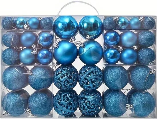 Boules de Noël Bovista – Décorations de Noël – Plastique – Bleu clair – Set de boules de Noël – 100 pièces