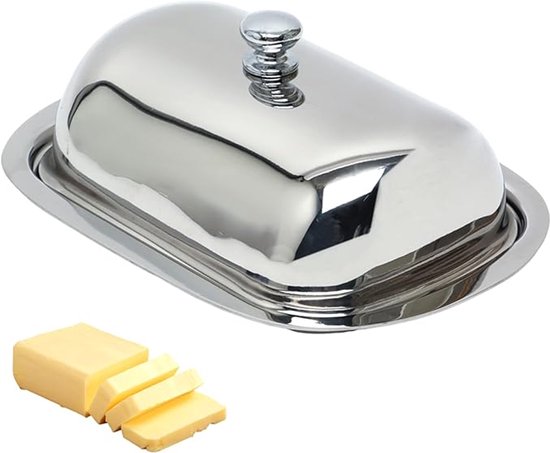 Boîte à Beurre pour Frigo, Beurrier Acier Inoxydable 16 x 12 cm Assiette à Beurre Boîte à Beurre avec couvercle et poignée pour la cuisine familiale et les restaurants, Beurre