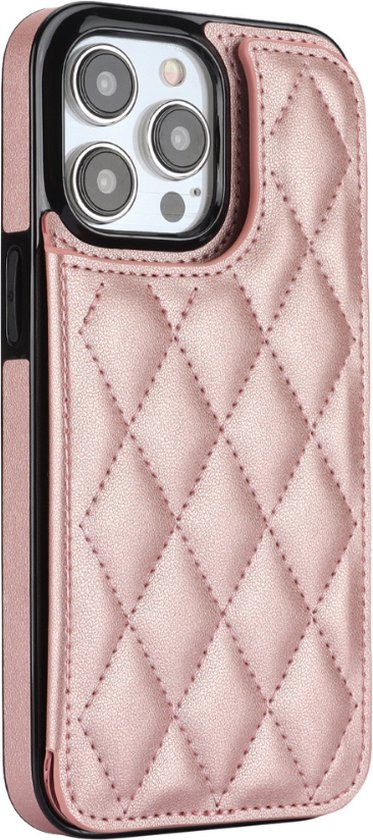 Coque adaptée pour iPhone 13 Mini – Coque arrière – Porte-cartes – Simili cuir – Or Goud