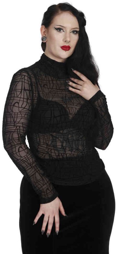 Banned – Haut à manches longues Trellis – M – Zwart
