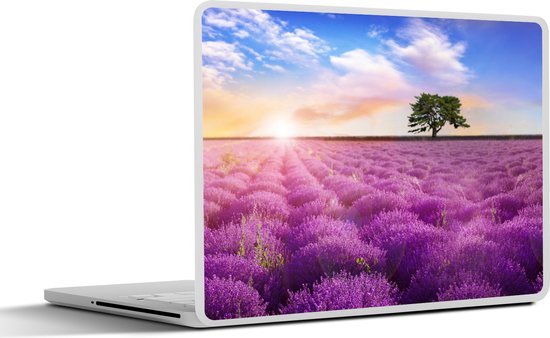 Autocollant pour ordinateur portable – 12,3 pouces – Lavande – Arbre – Coucher de soleil – Violet – 30x22cm – Autocollants pour ordinateur portable – Peau pour ordinateur portable – Couverture