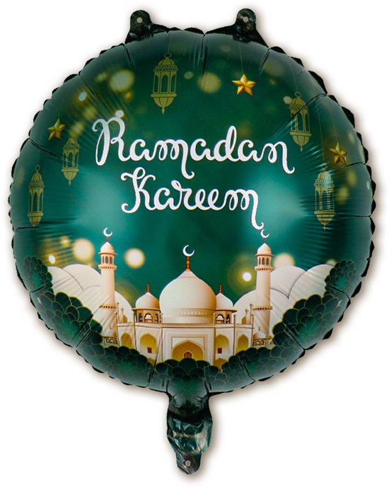 BTH – Ballon Feuille – Ramadan Kareem – Eid Mubarak – Décoration – Vert – Ornement Islamique – Ballons Hélium