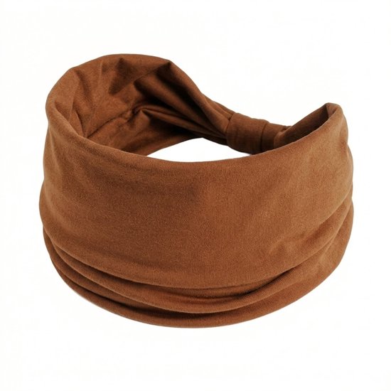 Bandeau élastique marron pour femmes et hommes – bandeau en tissu large – bandeau de sport et yoga extensible – accessoire capillaire unisexe
