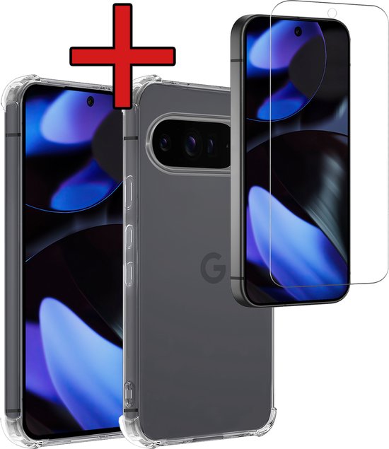 Coque pour Google Pixel 9 Pro XL Coque Siliconen Anti-Chocs avec Protecteur d&rsquo;écran – Coque pour Google Pixel 9 Pro XL Coque Antichoc – Transparent