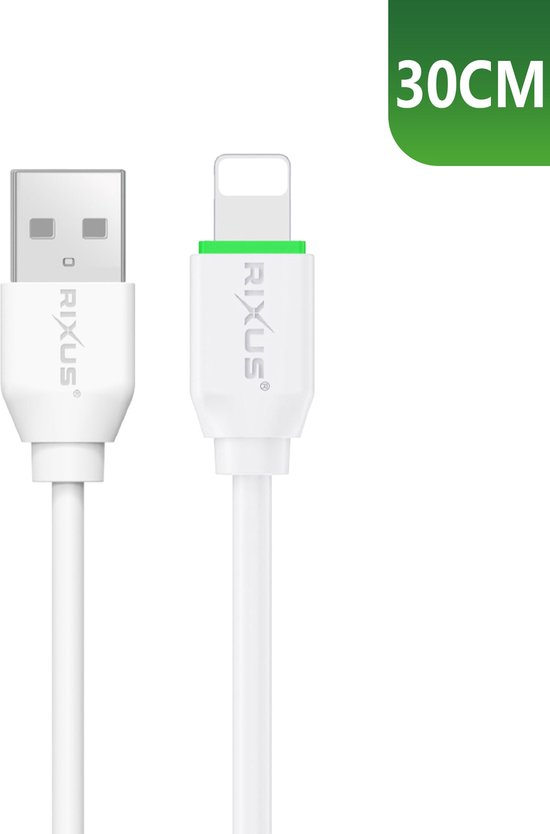 Câble de Charge Rixus RXUC13AL USB-A vers Lightning 30 cm Blanc