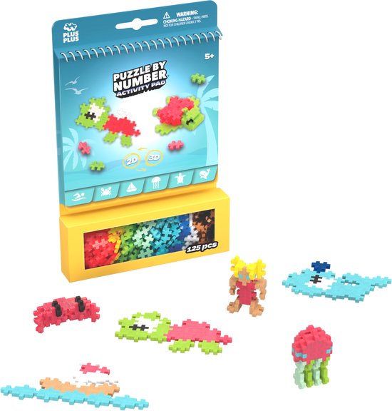 Bloc d&rsquo;activités Plus-Plus Océan – puzzle avec chiffres et blocs de construction – à partir de 5 ans