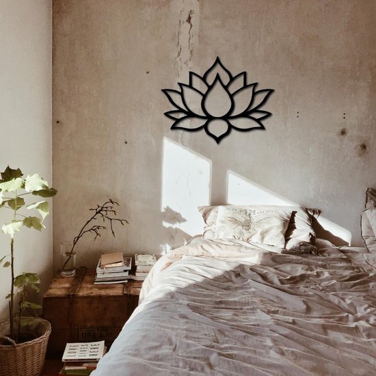 Décoration murale en métal Lotus | Décoration murale en métal | 58×75 cm (Lxl) | Art de l&rsquo;acier | Lotus | Décoration murale en métal | Métal noir | Acier noirci | Décoration de jardin | Moderne | Industrie | art mural | Envoi gratuit