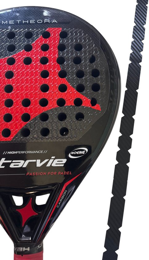 Bande de protection universelle pour raquettes de padel – Autocollante – Look carbone – Zwart
