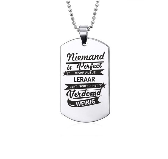 Collier en acier inoxydable – Personne n&rsquo;est Perfect – Professeur
