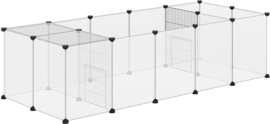Cage pour petits animaux PawHut – Acier – 175 x 70 x 45 cm – Wit