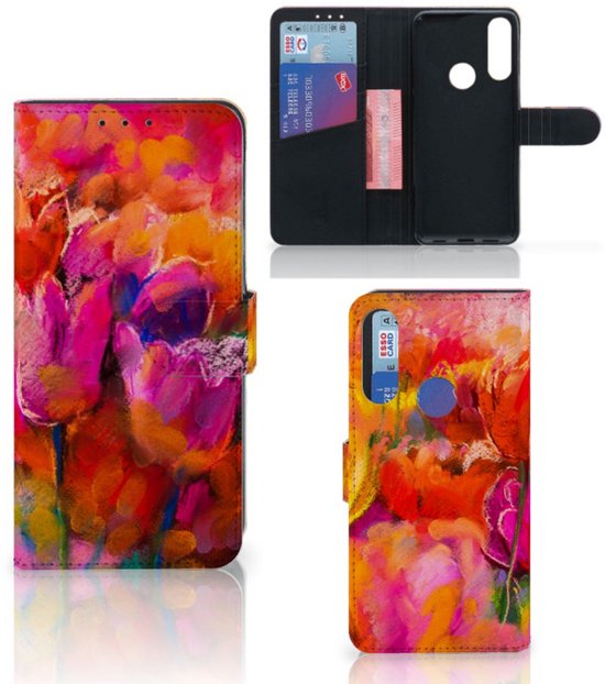 Coque Alcatel 1S 2020 Cuir PU Premium Housse Portefeuille Coque pour Tulipes