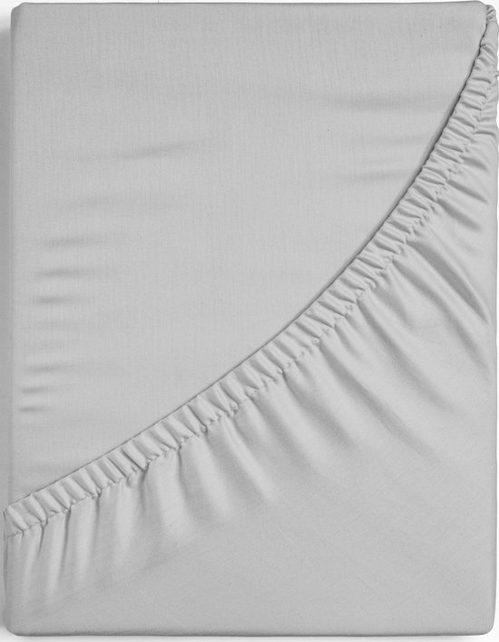 Coton Senzatione satin gris argent Hoeslaken – 180×200 + 30 Lits jumeaux, avec élastique, coton premium 200 TC