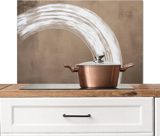 Crédence de Cuisinière en Aluminium 80×55 cm – Peinture – Marron – Japandi – Écran Pare-éclaboussures pour Plaque de Cuisson – Protection Murale
