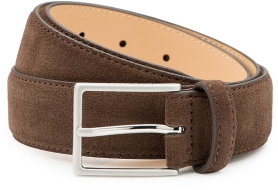 Ceinture homme en daim Bobby – marron foncé – 3,5 cm de large – Ceinture Pantalon & Jeans – Boucle sans nickel – Taille de la ceinture : 95 cm (Longueur de la ceinture : 110 cm)