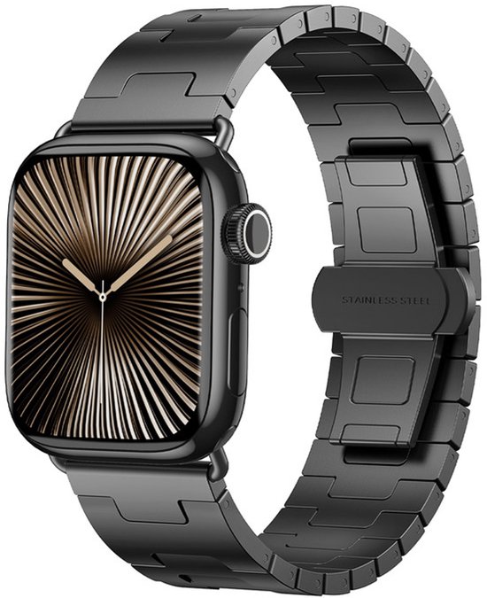 Bracelet en titane – compatible avec les Apple Watch séries 1/2/3/4/5/6/7/8/9/10/11/ SE (1, 2, 3) / Ultra (1, 2, 3) de 44 mm / 45 mm / 46 mm / 49 mm – bracelet à maillons – titane