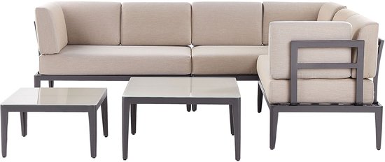 Beliani RIMA III – Ensemble de salon pour 6 – gris – aluminium