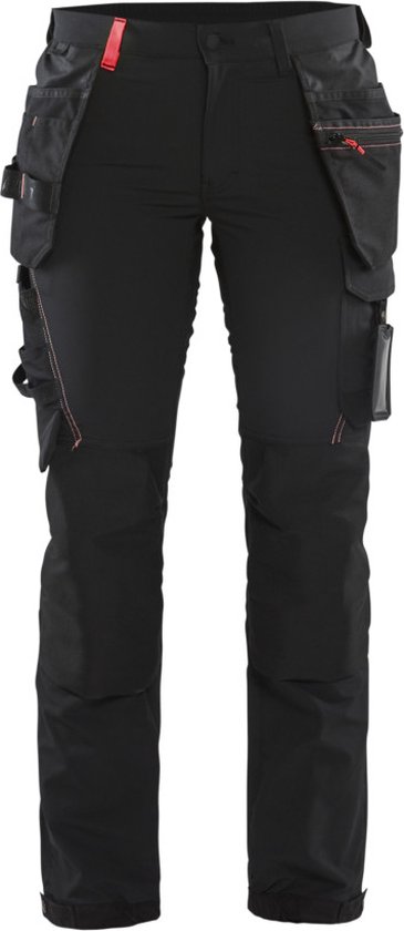 Blaklader Pantalon de travail stretch 4 directions pour femme 7192-1645 – Zwart/ Rouge – D23