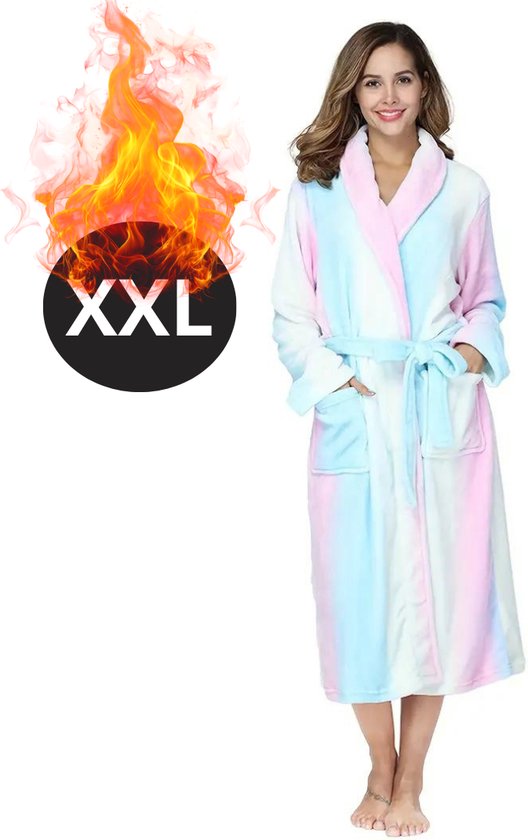 Badjas Livano Femme – Polaire – Katoen – Éponge – Sauna – Hamam – Gaufré – Peignoir – Duster – Robe de chambre – Spa – Kimono – Brillant XXL