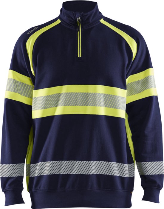 Blaklader 3553-1158 Pull Haute Visibilité – Marine/Jaune Haute Visibilité – S