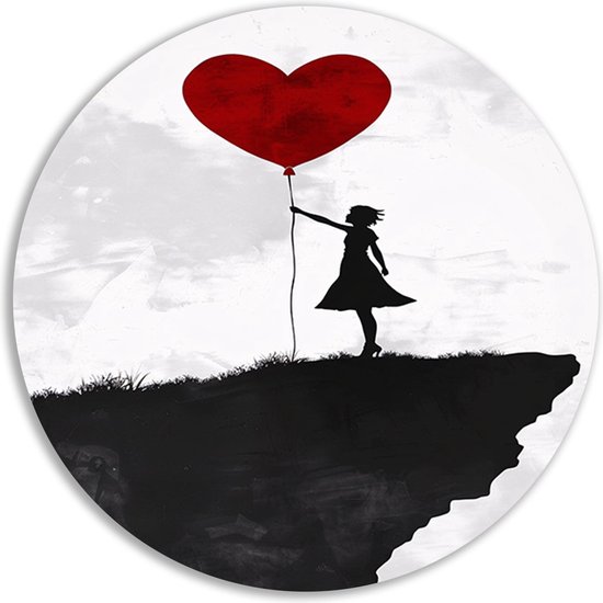 Décoration murale style Banksy Love rond – Cercles muraux fille – Peinture Personne – Décoration murale industrielle – Cercle mural – Décoration murale chambre cercle mural aluminium 100×100 cm
