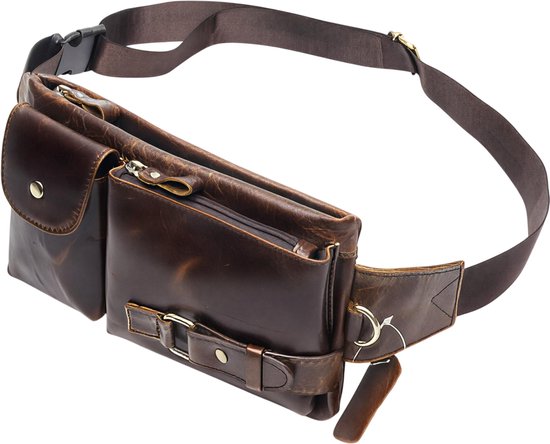 Ceinture de Taille pour Hommes Petite – Petite Ceinture de Taille pour Hommes & Sac de Ventre avec Sac Téléphone – Compacte Ceinture de Taille pour Hommes pour Voyages, Vacances, Marche, Usage Quotidien et Loisirs-Huile café