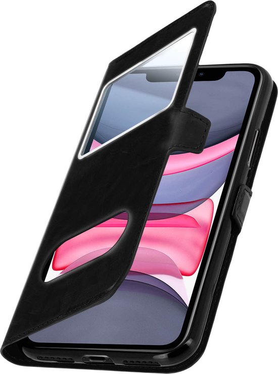 Convient pour Apple iPhone 11 Coque de fenêtre avec support vidéo noir