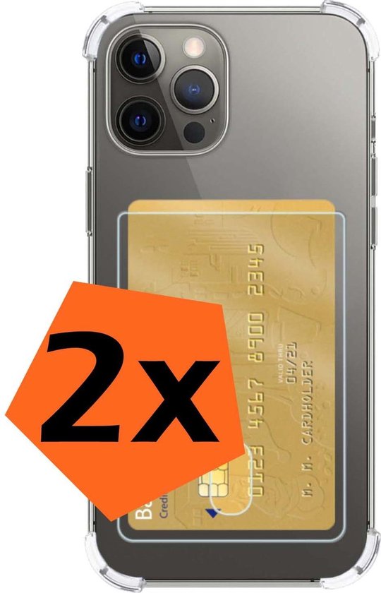 Coque iPhone 12 Pro avec porte-cartes Transparent – Coque iPhone 12 Pro Extra Strong – Porte-cartes iPhone 12 Pro Antichoc Transparent – 2x